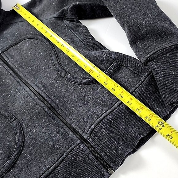 Lululemon Sparkle Scuba Hoodie Dark Grey Silver Specks Cotton Thumbholes Sz 8 - Picture 11 of 11